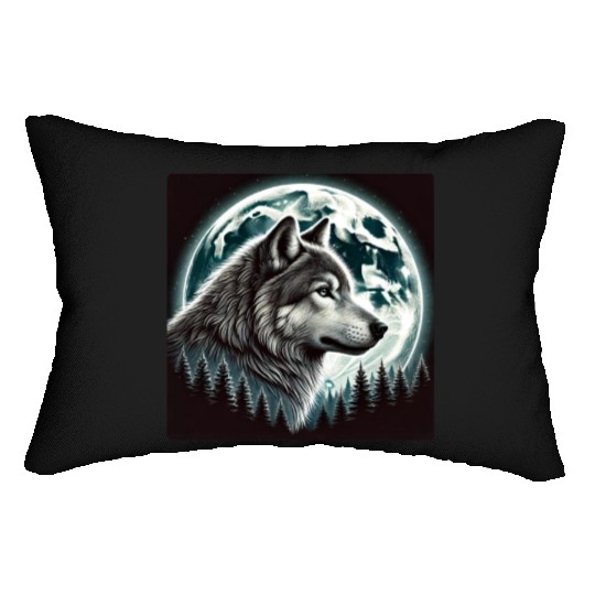 Nature Moon Alpha Cute Wolf Moon nature Lumbar Pillows