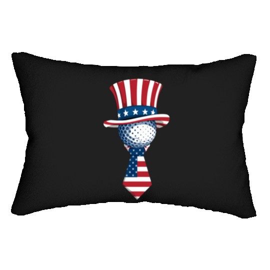 Patriotic Golf Ball with Stars and Stripes Hat Lumbar Pillows