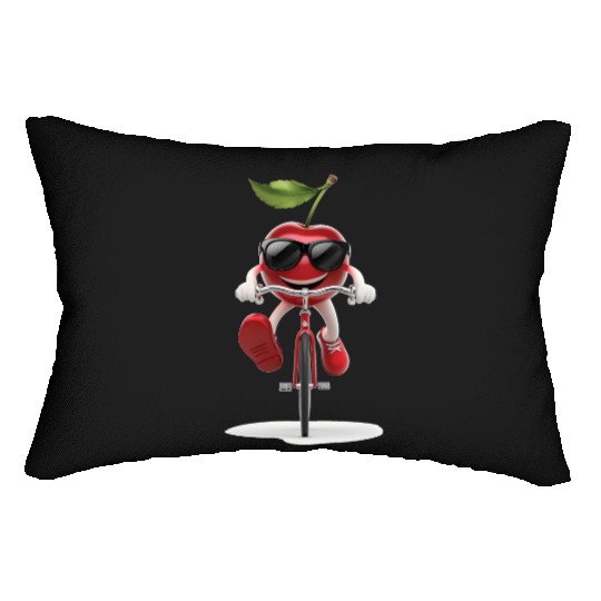 Cherry Cycling On Bike Realistic Lumbar Pillows