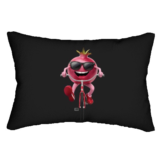 Pomegranate Cycling On Bike Realistic Lumbar Pillows