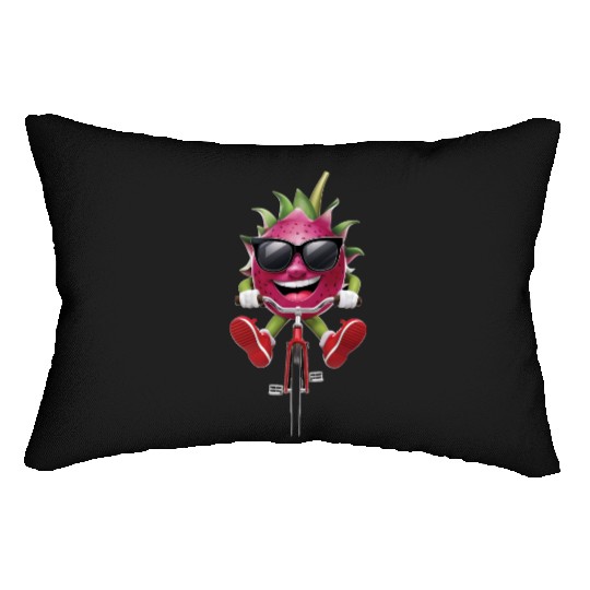 Dragon Fruit Cycling On Bike Realistic Lumbar Pillows