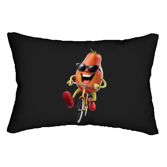 Papaya Cycling On Bike Realistic Lumbar Pillows
