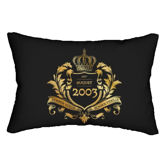 21st birthday "Semper Verum - Established 08/2003 Lumbar Pillows