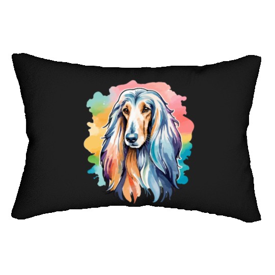 Afghan Hound Dog Watercolor Lumbar Pillows