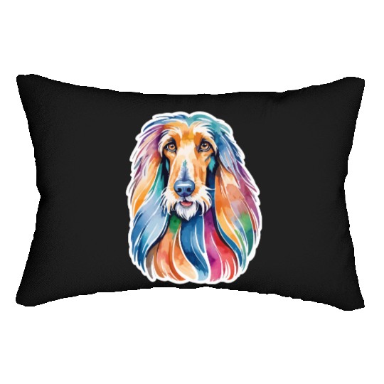 Afghan Hound Dog Watercolor Lumbar Pillows