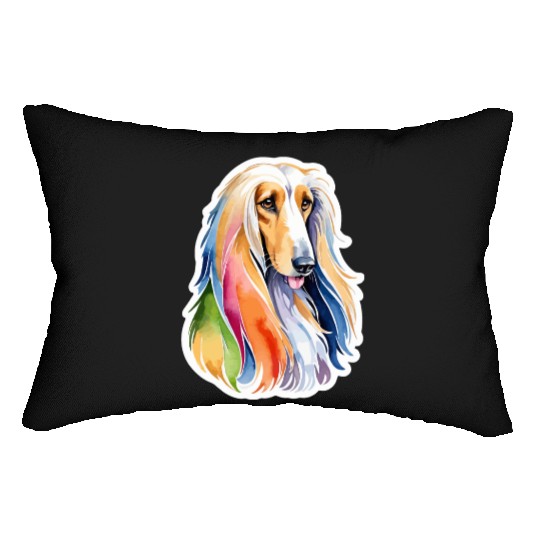 Afghan Hound Dog Watercolor Lumbar Pillows