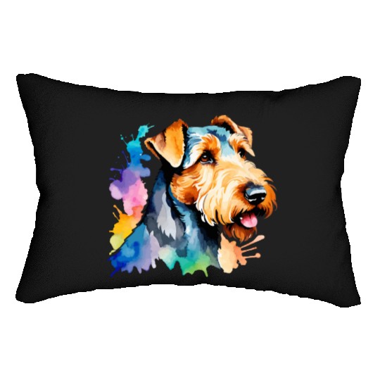 Airedale Terrier Watercolor Lumbar Pillows