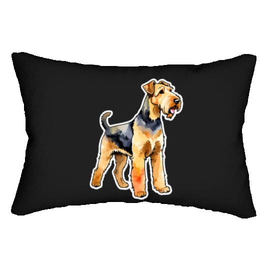 Airedale Terrier Watercolor Lumbar Pillows