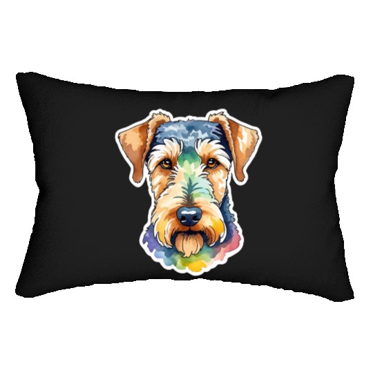 Airedale Terrier Watercolor Lumbar Pillows