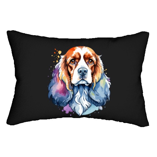 American Cocker Spaniel Watercolor Lumbar Pillows