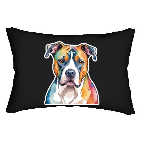 American Staffordshire Terrier Watercolor Lumbar Pillows