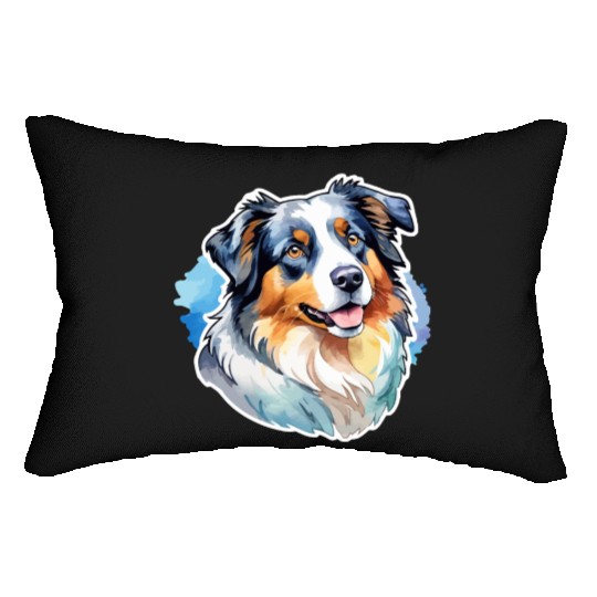 Australian Shepherd Watercolor Lumbar Pillows