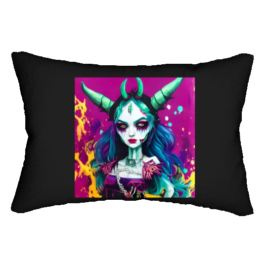 Goth Devil Demon Vampire Girl Street Pop Art Lumbar Pillows