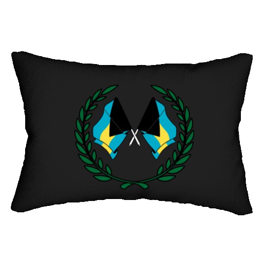 Flags Bahamas in laurel wreath Lumbar Pillows