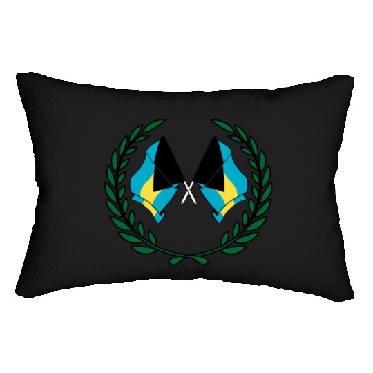 Flags Bahamas in laurel wreath Lumbar Pillows