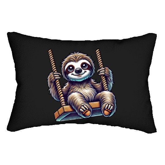Cute sloth swing cartoon playground animal Lumbar Pillows