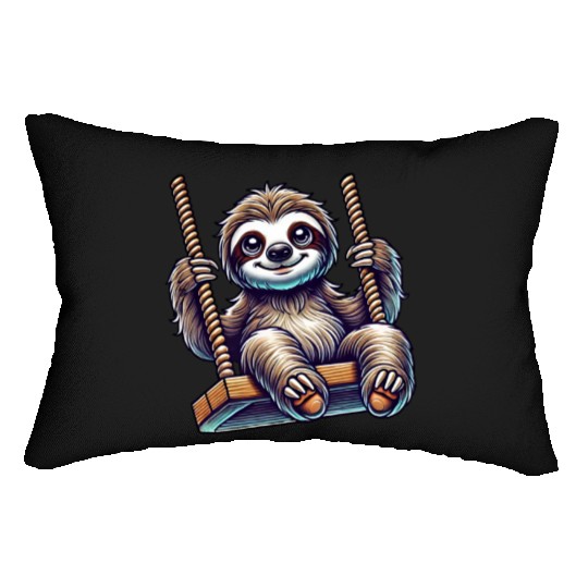 Cute sloth swing cartoon playground animal Lumbar Pillows