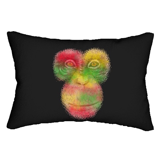 Colorful Retro Monkey Face Lumbar Pillows - Funny Monkey