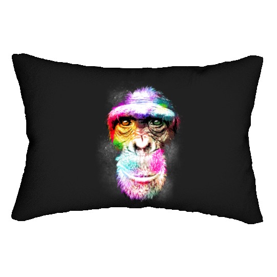 Colorful Retro Realistic Monkey Face Funny Graphic Lumbar Pillows