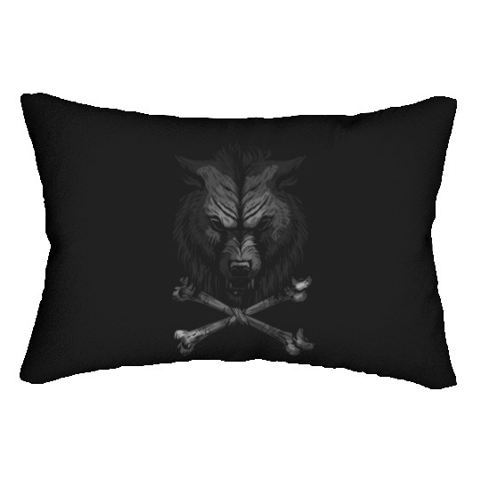Wolf Skull and Crossbones Lumbar Pillows
