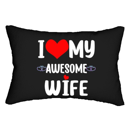Valentine Red Heart With Love I Love My Wife Lumbar Pillows