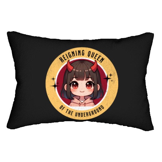 Queen of underground mean girl cute kawaii design Lumbar Pillows