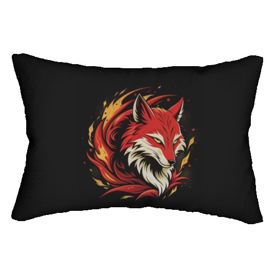 Illustration of a fox's head in red and black. Lumbar Pillows