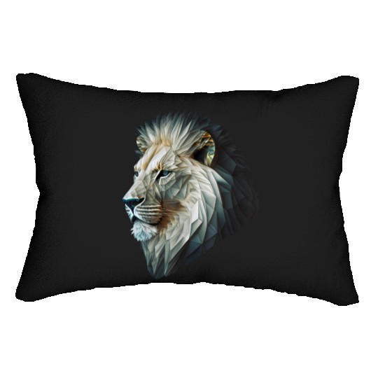 Polygon Animal Print White Lumbar Pillows