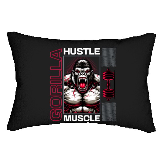 angry gorilla at the gym Lumbar Pillows
