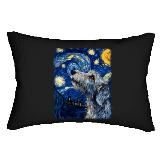 Irish Wolfhound Dog Starry Night Painting Lumbar Pillows