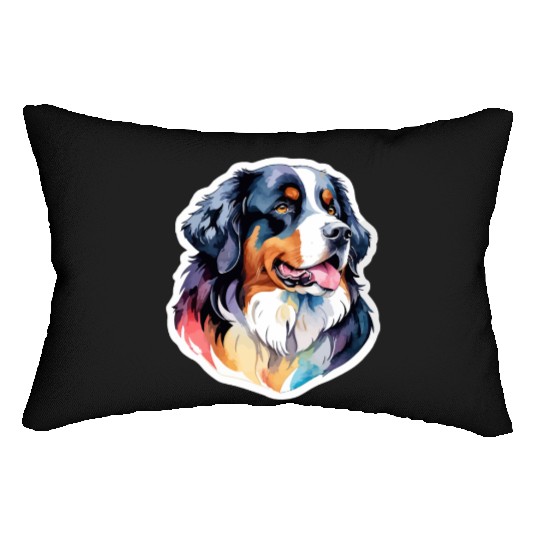 Bernese Mountain Dog Watercolor Lumbar Pillows