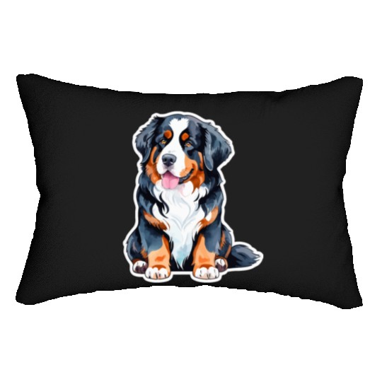 Bernese Mountain Dog Watercolor Lumbar Pillows