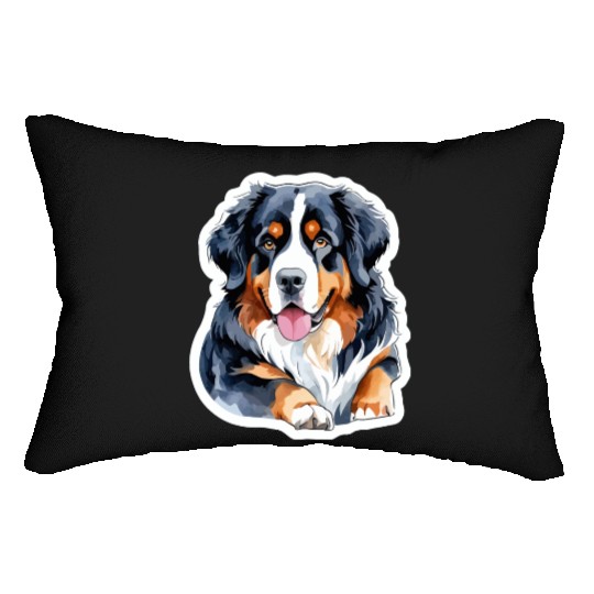 Bernese Mountain Dog Watercolor Lumbar Pillows