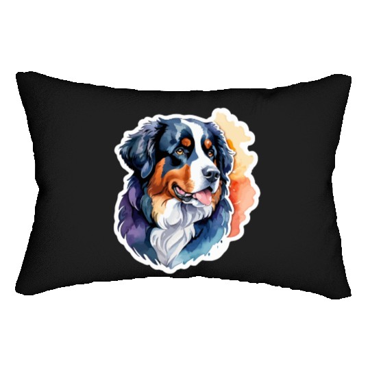 Bernese Mountain Dog Watercolor Lumbar Pillows