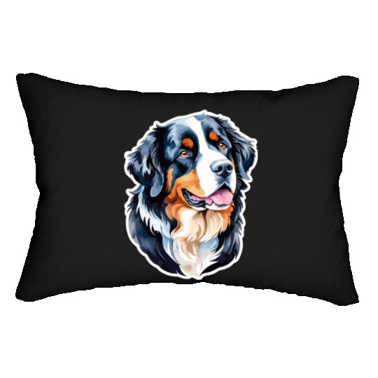 Bernese Mountain Dog Watercolor Lumbar Pillows