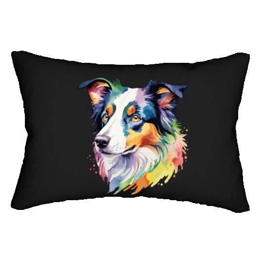 Border Collie Watercolor Lumbar Pillows