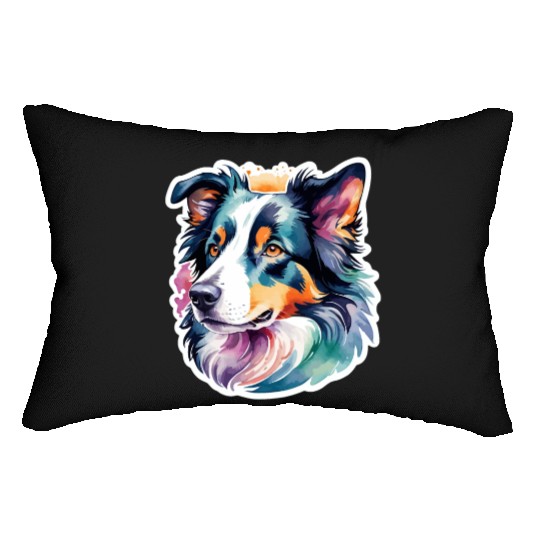 Border Collie Watercolor Lumbar Pillows