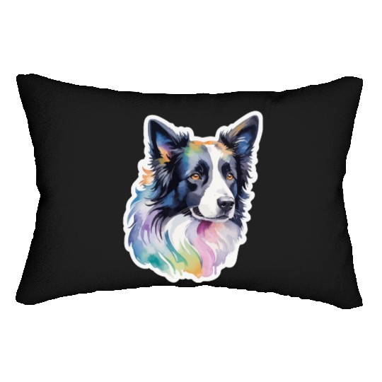 Border Collie Watercolor Lumbar Pillows