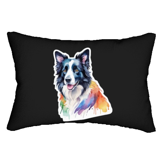 Border Collie Watercolor Lumbar Pillows