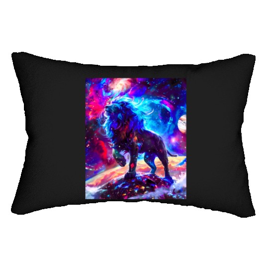 Galaxy Lion Blue Lumbar Pillows