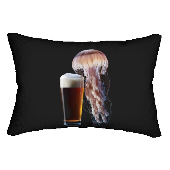 Jellyfish Drinking Beer Realistic Lumbar Pillows