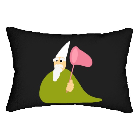 Crawly Gnome Tiny Green Wizard, Funny Green Gnome Lumbar Pillows