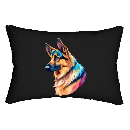 German Shepherd Watercolor Lumbar Pillows