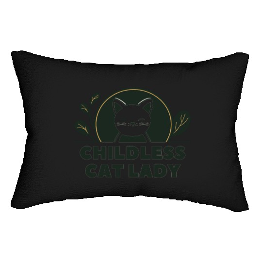 childless cat lady Lumbar Pillows