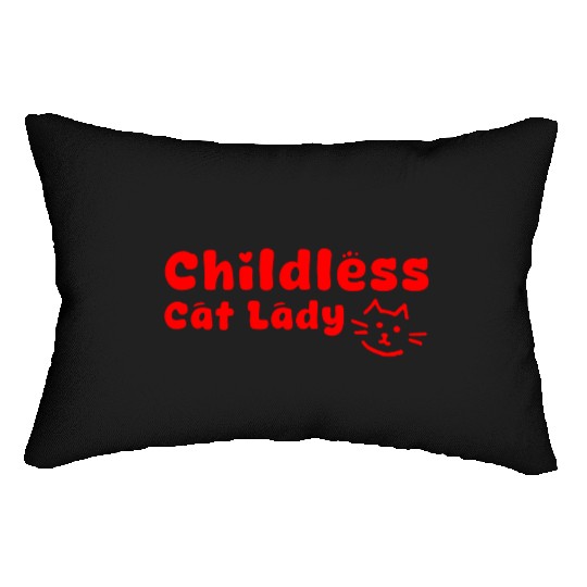 childless cat lady Lumbar Pillows