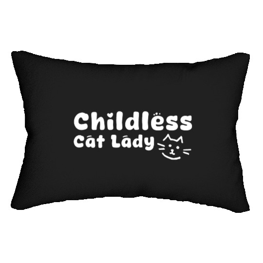 childless cat lady Lumbar Pillows
