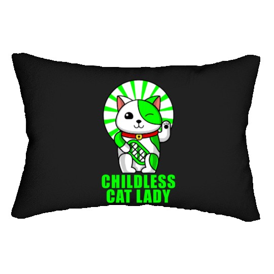 childless cat lady Lumbar Pillows