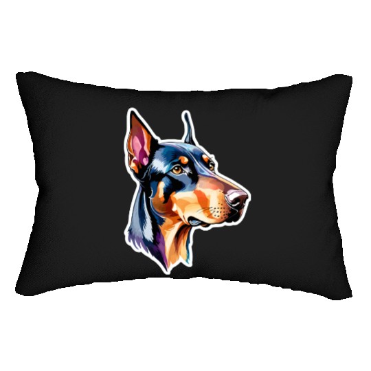 Dobermann Watercolor Lumbar Pillows