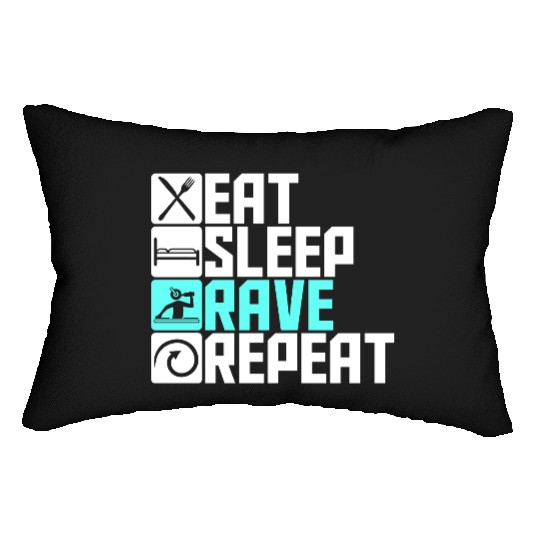 Eat Sleep Rave Repeat Daily Dance Music Party Life Lumbar Pillows