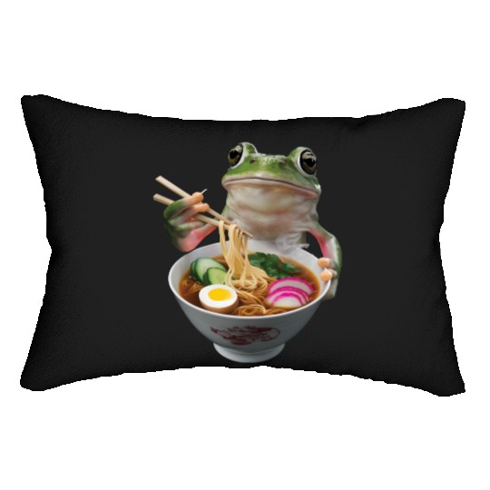 Frog Eating Ramen Realistic Lumbar Pillows